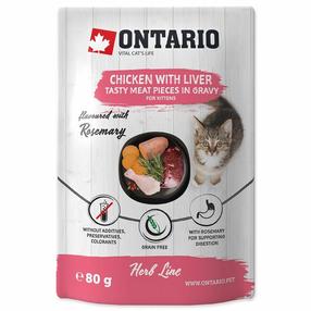 Šlapias kačių maistas Ontario Herb Line, vištiena/kepenėlės, 0.08 kg