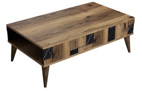 Kavos staliukas Kalune Design Madrid, juoda sp./riešuto sp., 105 cm x 60 cm x 37.6 cm