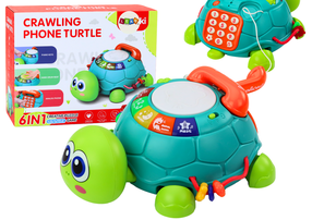 Игрушечный телефон, черепаха Lean Toys Crawling Phone 6in1, 10 см, зеленый цв.