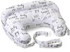 Подушка для кормления Chicco Boppy Deluxe Hello Baby, белый цв./черный цв./серый цв.