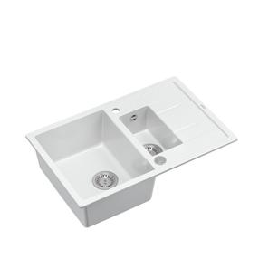 Virtuvinė plautuvė Quadron Morgan 156, granitas, 78 cm x 50 cm x 22 cm, balta sp./nerūdijančiojo plieno sp.