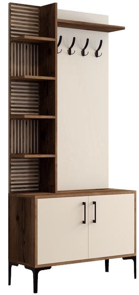 Drabužių kabykla su lentyna Kalune Design Viyana D 845HCT4222, 200 cm, kreminė sp./riešuto sp.