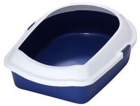 Kačių tualetas su rėmu Europet Bernina Eco M Blue, mėlyna sp./balta sp., atviras, 56 cm x 43 cm x 14 cm