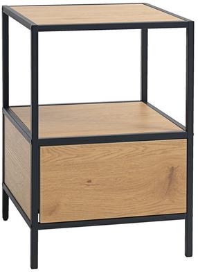 Naktinis staliukas Home4you Hedvig 40836, juoda sp./šviesiai ruda sp., 59 cm x 40 cm x 40 cm