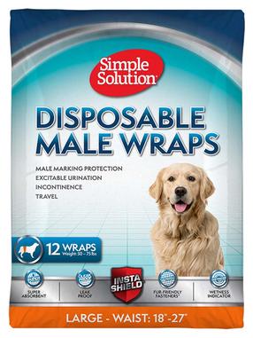 Autiņi suņiem Simple Solution Disposable Male Wraps, L, 12 gab. balta krās.