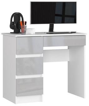 Rašomasis stalas su stalčiais Akord A-7, 90 cm x 50 cm, 77 cm, balta sp./sidabro sp.