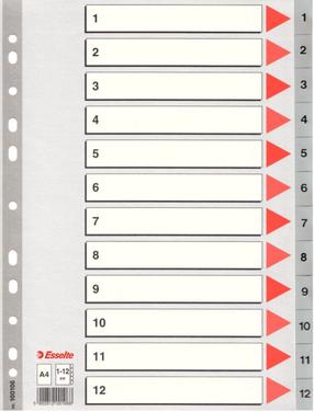 Skirtukas Esselte, A4 Balta/Raudona/Pilka