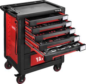 Įrankių vežimėlis Yato YT-55293, 77 cm x 46 cm x 96 cm, juoda sp./raudona sp.