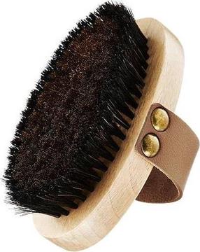 Birste ar rokturi sausai masāžai Glov Ionic Dry Body Brush, brūna krās.