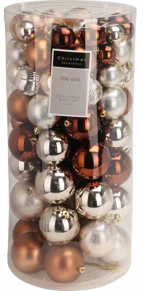 Набор елочных игрушек Christmas, янтарный цв., 4 - 8 см, пластик, 100 шт.