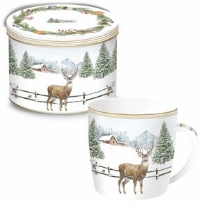 Krūzīte Easy Life White Forest, brūna krās./balta krās./zaļa krās., 0.350 l