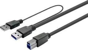 Kabelis Vivolink Active PROUSB3AB3C-DUAL 2 x USB A Vīrietis, USB Type B Vīrietis, 3 m, melna krās.