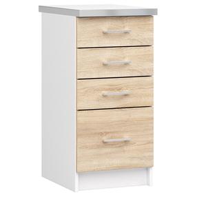 Apatinė virtuvinė spintelė Akord Lima S40 SZ4, balta sp./sonoma ąžuolo sp., 44.5 cm x 40 cm x 85.5 cm