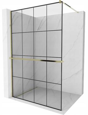 Dušo sienelė Mexen Kioto+ Walk-In, 140 cm x 200 cm, aukso sp./juoda sp./grūdintas