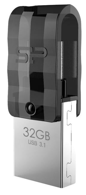 USB atmintinė Silicon Power Mobile C31, sidabro sp./juoda sp./pilka sp., 32 GB