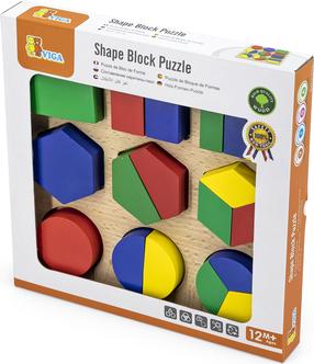 Attīstoša rotaļlieta VIGA Shape Block Puzzle, 3 cm, daudzkrāsaina