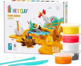 Komplekts māla figūriņu izgatavošanai Hey Clay Farm Birds, daudzkrāsaina