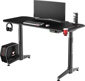 Kompiuterinių žaidimų stalas reguliuojamo aukščio Ultradesk Level V2, 140 cm x 68 cm, 72 - 117 cm, juoda sp.