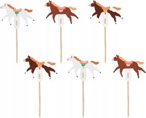 Декорация, набор Party Deco Horses, коричневый цв./белый цв., 13 см, 6 шт.