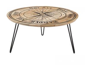 Kavos staliukas MCakcent Nevis, juoda sp./medžio sp., 90 cm x 90 cm x 46 cm