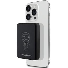 Lādētājs-akumulators (Power bank) Karl Lagerfeld Magsafe, 5000 mAh, 5 - 15 W, melna krās.