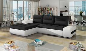 Kampinė sofa Ottavio Sawana 14, Soft 17, balta sp./juoda sp., kairinė, 180 x 275 cm x 85 cm