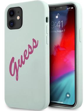Чехол для телефона Guess Silicone Vintage Script for iPhone 12 Mini, голубой цв., Apple
