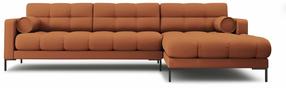 Kampinė sofa Cosmopolitan Design Bali Neve 52, juoda sp./brick red s., dešininė, 185 x 293 cm x 75 cm