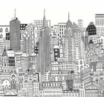 Fototapetas Art For The Home City Sketch Chalk, 280 cm x 300 cm