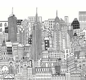 Fototapetas Art For The Home City Sketch Chalk, 280 cm x 300 cm