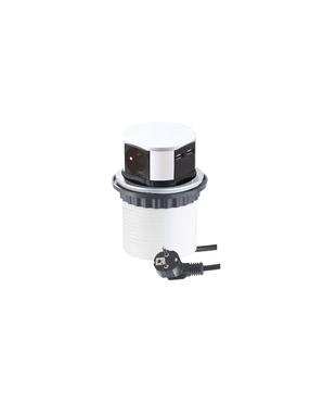 Pagarinātājs ar statīvu Design Light Tetra Box, 3 x 1,5 mm², 1.4 m, 3 ligzdas, 2USB, balta krās./melna krās.