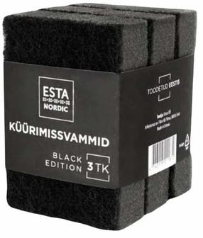 Губка для чистки Esta Nordic Black Edition, черный цв., 3 шт.