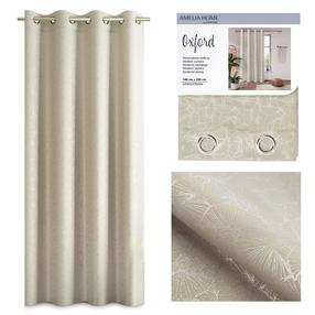 Naktinė užuolaida AmeliaHome Oxford Ginko, smėlio, 140 cm x 250 cm