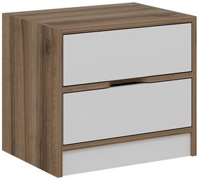 Naktinis staliukas Kalune Design Elina 8171, balta sp./riešuto sp., 47 cm x 40 cm x 54 cm