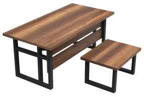 Rašomasis stalas, su staliuku Kalune Design MN07 BA, 180 cm x 90 cm, 73 cm, antracito sp./ruda sp.