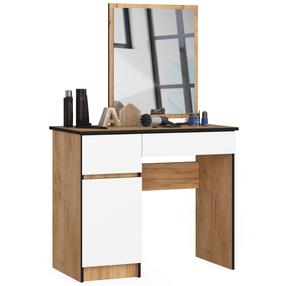 Kosmetinis staliukas Akord P-2/SL, balta sp./medžio sp., 142 cm x 90 cm x 50 cm