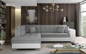 Kampinė sofa Pieretta Sawana 21, Soft 17, balta sp./pilka sp., kairinė, 205 x 260 cm x 80 cm