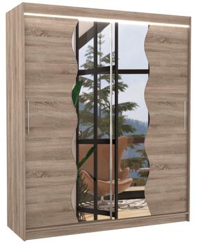 Spinta ADRK Kansas LED, ruda sp./rusva sp., 58 cm x 180 cm x 215 cm, su veidrodžiu