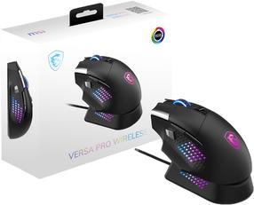 Belaidė žaidimų pelė MSI Versa Pro Wireless Plus Mouse Dock Pro (S12-4301370-CLA), 2.4 ghz / bluetooth / usb, juoda sp.
