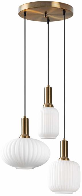 Lampa griesti Opviq Asker 15201, E27, 3 x 40 W, balta krās. / zelta krās.