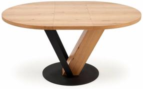 Valgomojo stalas Fanis, ąžuolo/juoda, 120 - 160 cm x 120 cm x 78 cm