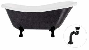 Vonia, laisvai pastatoma Besco Otylia Glam, 170 cm x 77 cm x 68.5 cm, ovalas, balta sp./juoda sp.