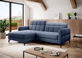 Kampinė sofa Lorelle Omega 86, mėlyna sp., kairinė, 160 x 225 cm x 105 cm