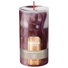Svece, cilindriskas Bolsius Marble Royal Burgundy, 60 h, tumši sarkana krās.