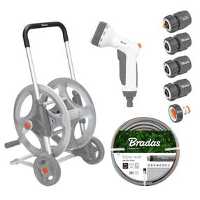 Žarnos vežimėlis su žarna ir priedais Bradas White Line Silver Pro, 20 m