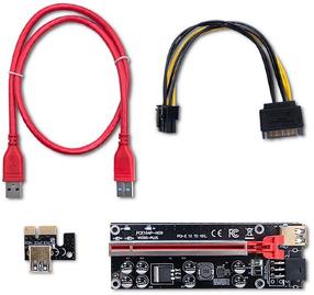 Laidas Qoltec Riser PCI-E 1x - 16x ver.009S + SATA/PCI-E 6pin PCIe, PCIe, juoda sp.