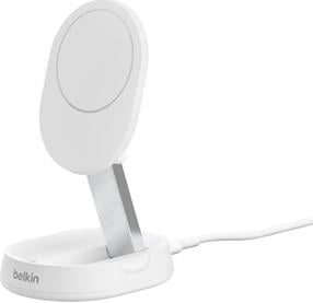 Bezvadu induktīvā lādētājs Belkin BoostCharge Pro, Magnetic/1 x USB Type C, balta krās., 15 W
