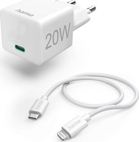 Telefona lādētājs Hama, USB Type C/Lightning, 100 cm, balta krās., 20 W