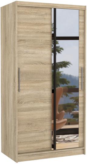 Spinta ADRK Baros, sonoma ąžuolo sp., 58.1 cm x 100 cm x 200 cm, su veidrodžiu