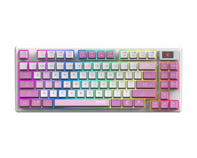 Bezvadu spēļu tastatūra MSI Forge GK600, Angļu (US), balta krās./violeta krās.